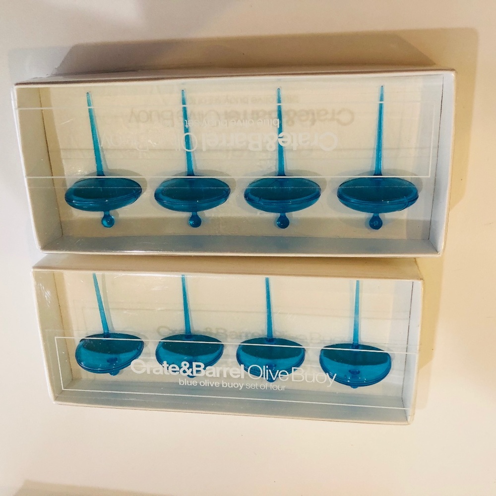 Crate & Barrel Turquoise Olive Buoy 2 Sets of 4 (8 total) - Picture 1 of 1